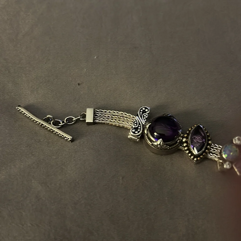 Lori Bonn silver bracelet with purple slides and stoppers - Picture 7 of 9